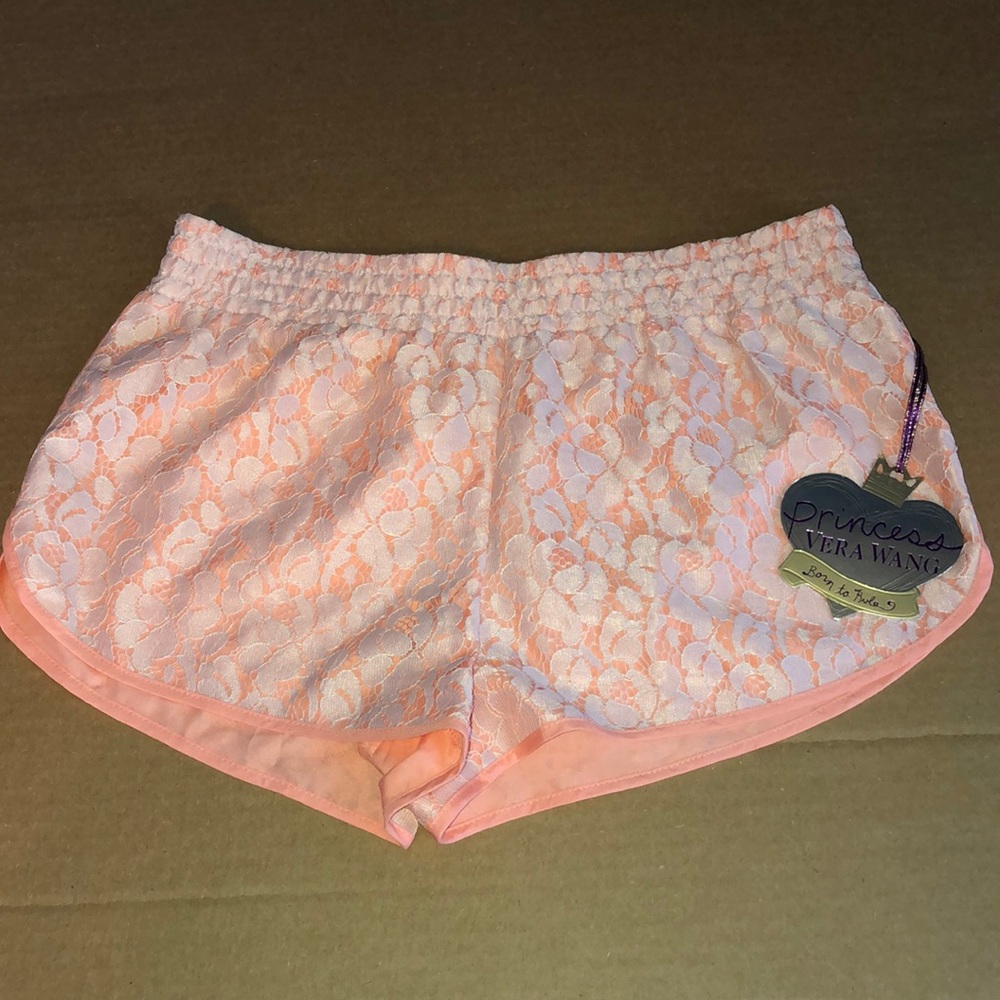 Cream and Peach Lace Shorts by Princess Vera Wang